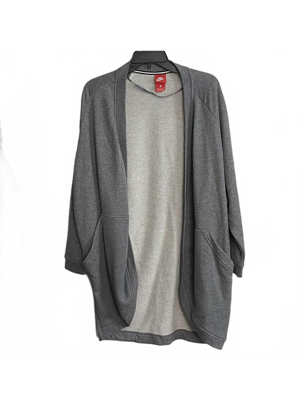 Nike Women's Gray Open-Front Knit Cardigan Sweater